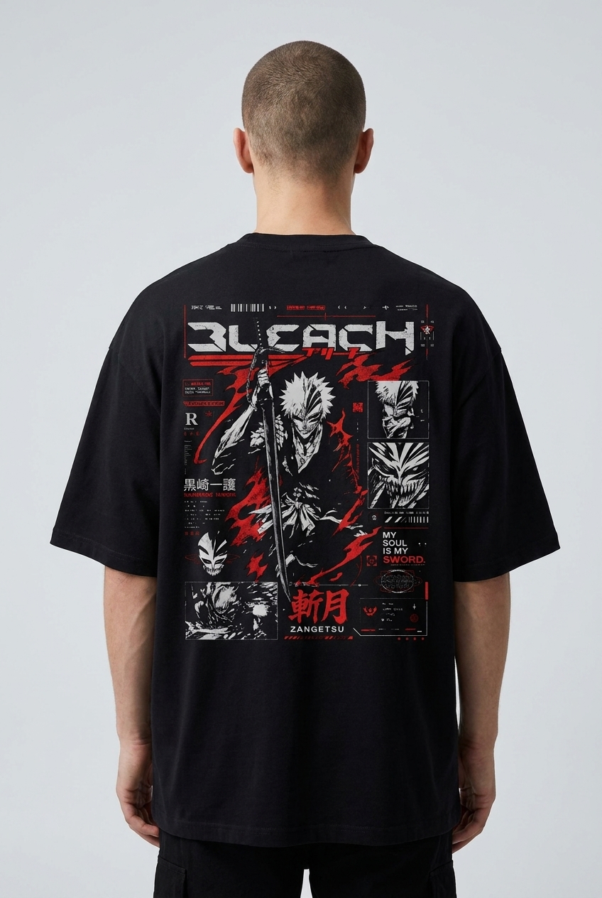 Unisex Bleach Ichigo Zangetsu Oversized Heavy Tee