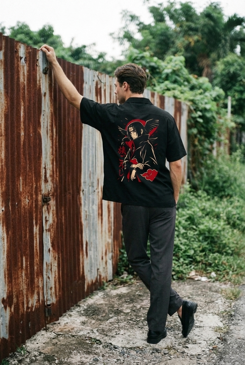 Itachi Akatsuki Graphic Oversized Half Sleeve Shirt