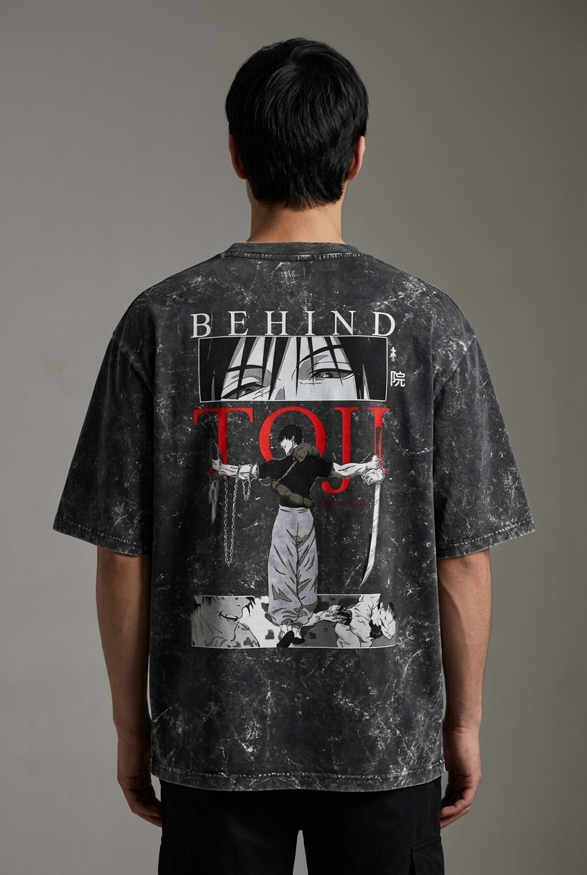 Toji Fushiguro Anime Acid Wash Unisex Oversized Tee