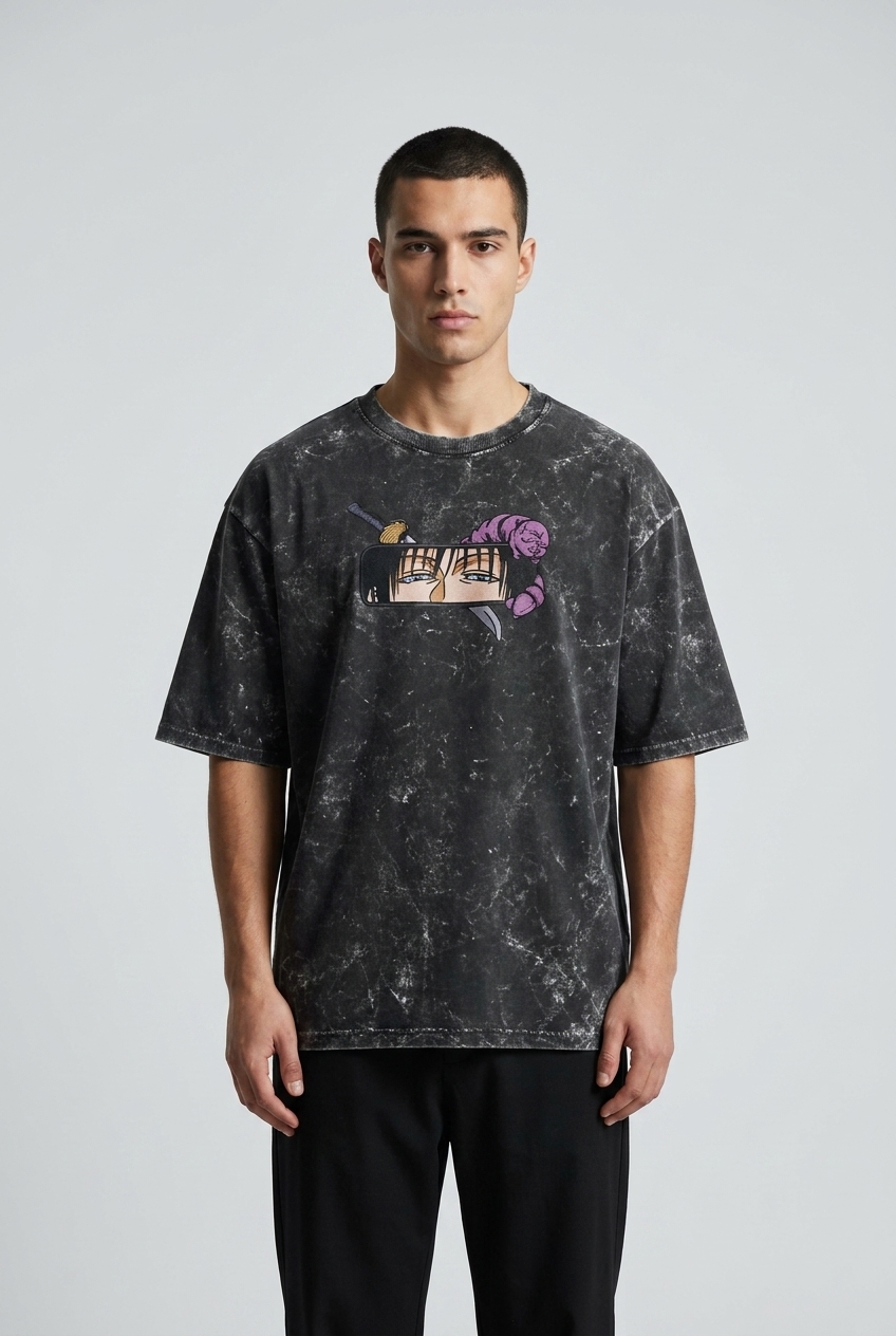 Toji Fushiguro Anime Acid Wash Unisex Oversized Tee
